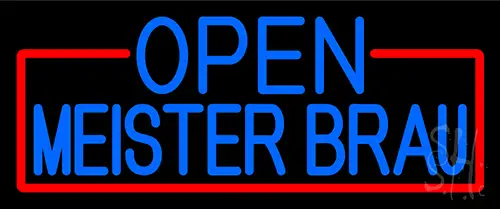 Blue Open Meister Brau Neon Sign