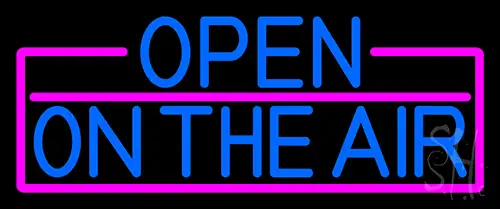 Blue Open On The Air With Pink Border Neon Sign