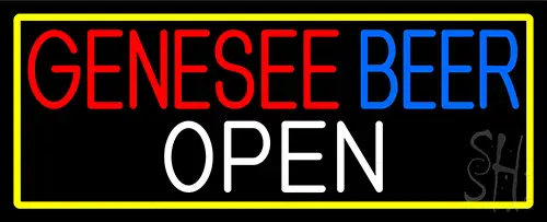 Genesee Beer Open With Yellow Border Neon Sign