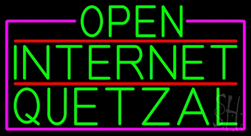 Green Open Internet Quetzal With Pink Border Neon Sign