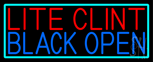 Lite Clint Black Open With Turquoise Border Neon Sign