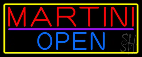 Martini Open With Yellow Border Neon Sign