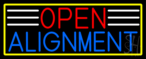 Open Alignment With Yellow Border Neon Sign