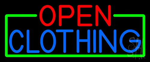 Open Clothing With Green Border Neon Sign