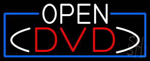 Open Dvd With Blue Border Neon Sign