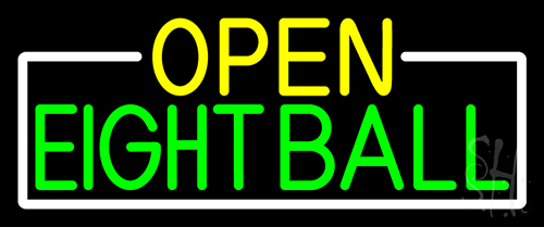 Open Eight Ball With White Border Neon Sign