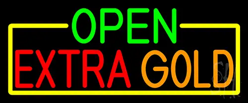 Open Extra Gold With Yellow Border Neon Sign