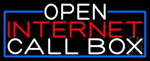 Open Internet Callbox With Blue Border Neon Sign