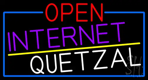 Open Internet Quetzal With Blue Border Neon Sign