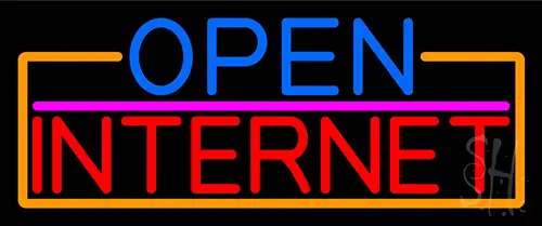 Open Internet With Orange Border Neon Sign