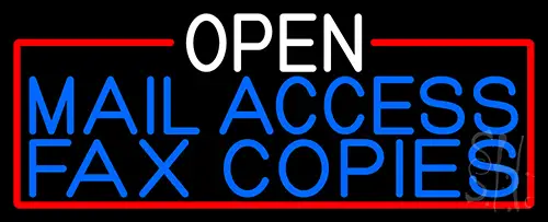 Open Mail Access Fax Copies With Red Border Neon Sign