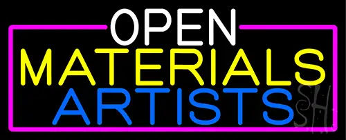 Open Materials Artists With Pink Border Neon Sign
