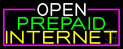 Open Prepaid Internet With Pink Border Neon Sign