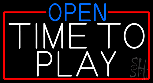 Open Time To Play With Red Border Neon Sign