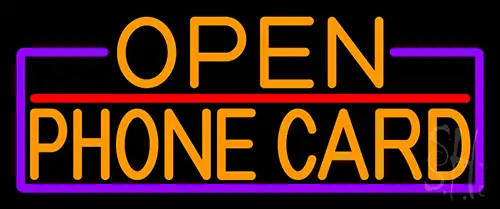 Orange Open Phone Card With Purple Border Neon Sign