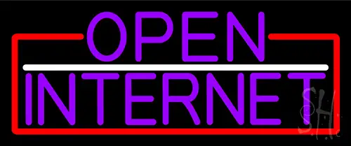 Purple Open Internet With Red Border Neon Sign