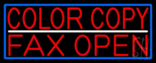 Red Color Copy Fax Open With Blue Border Neon Sign
