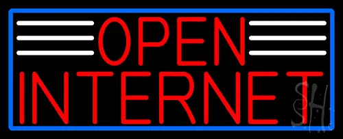 Red Open Internet With Blue Border Neon Sign