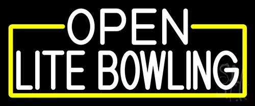 White Open Lite Bowling With Yellow Border Neon Sign
