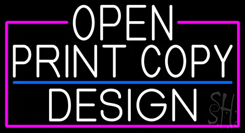 White Open Print Copy Design With Pink Border Neon Sign