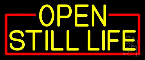 Yellow Open Still Life With Red Border Neon Sign