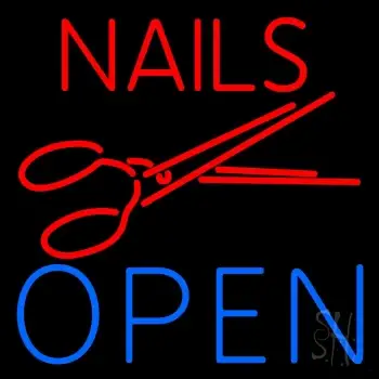 Nails Open With Scissors Neon Sign