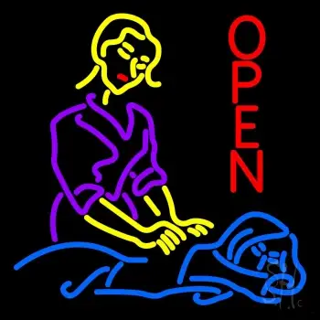 Massage Logo Open Neon Sign