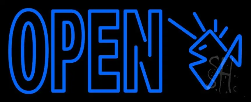 Open With Fish Logo Seafood Neon Sign