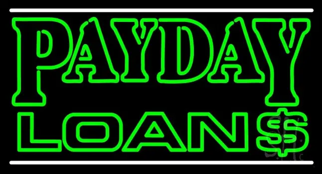 Double Stroke Payday Loans With Dollar Logo Neon Sign