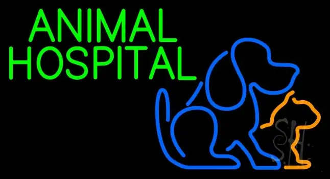 Green Animal Hospital Logo Neon Sign