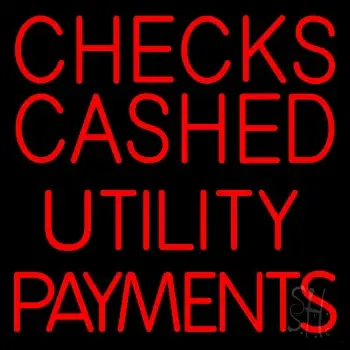 Red Checks Cashed Utility Payments Neon Sign