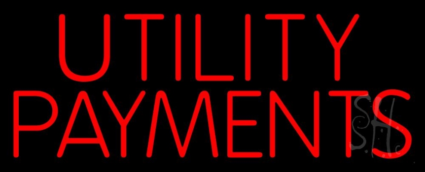 Red Utility Payments Neon Sign