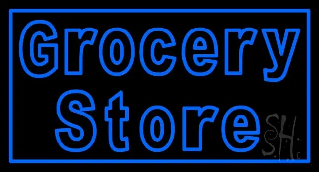 Blue Grocery Store Neon Sign