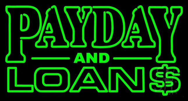 Green Payday And Loans 1 Neon Sign