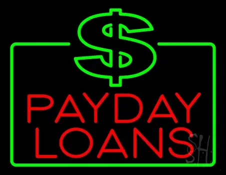 Red Payday Loans With Dollar Logo Neon Sign