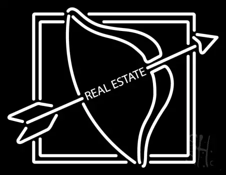 Real Estate With Arrow Logo Neon Sign