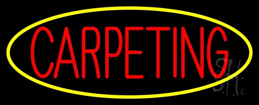 Red Carpeting Yellow Oval Neon Sign