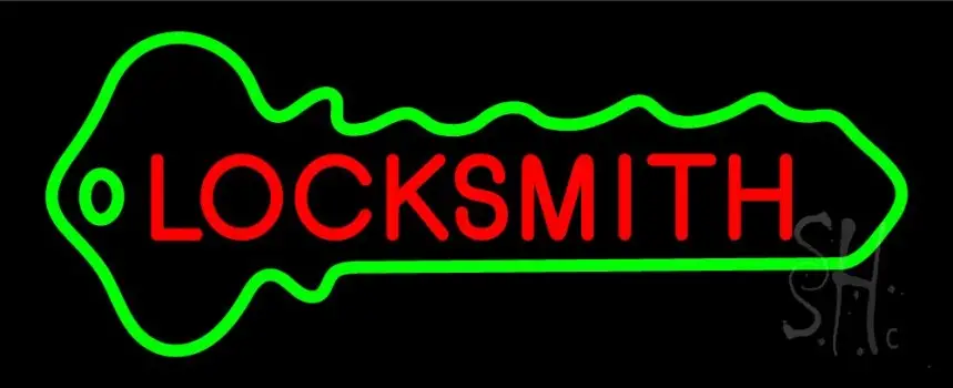 Locksmith With Lock Logo Neon Sign