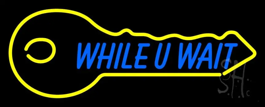 While You Wait Key Logo 1 Neon Sign