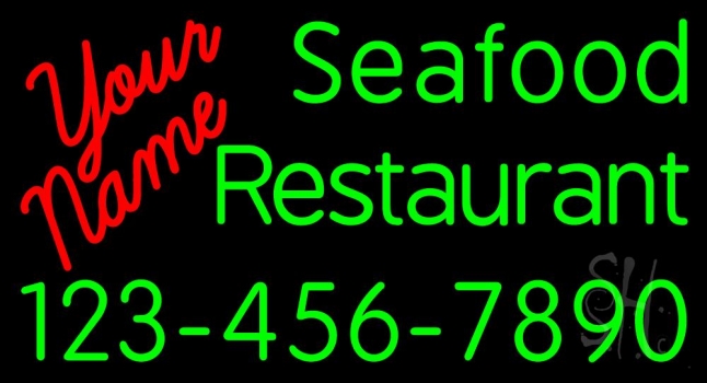 Custom Seafood Restaurant With Number Neon Sign