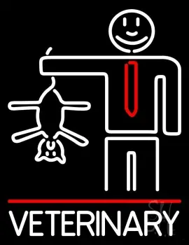 Veterinary Man And Cat Logo 1 Neon Sign