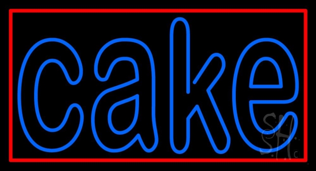 Double Stroke Blue Cake With Border Neon Sign