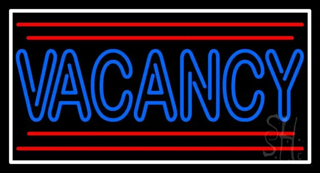 Double Stroke Blue Vacancy With Border Neon Sign