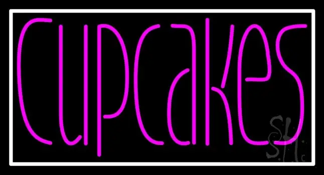 Pink Cupcakes With White Border Neon Sign
