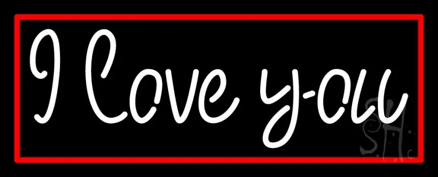 White I Love You With Red Border Neon Sign