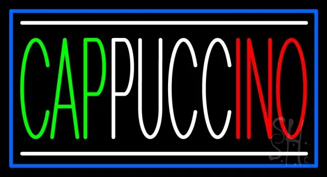 Cappuccino With Blue Border Neon Sign