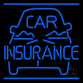 Blue Car Insurance Logo Neon Sign
