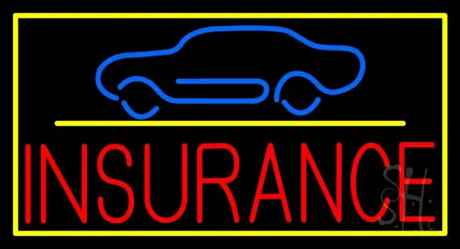 Car Logo Yellow Line Insurance With Border Neon Sign