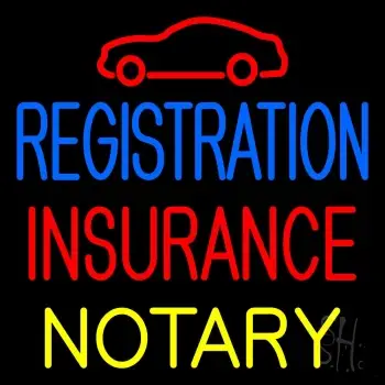 Registration Insurance Notary With Car Logo Neon Sign