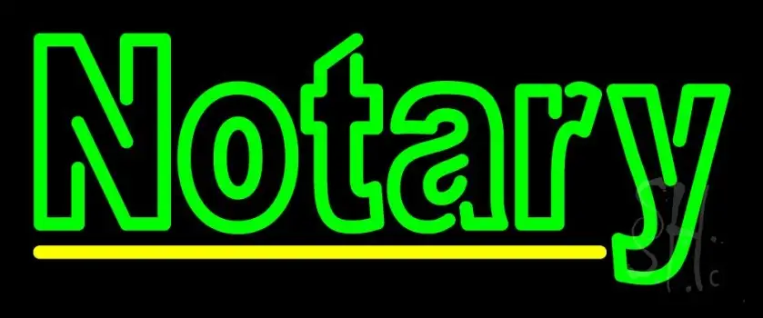 Double Stroke Green Notary Neon Sign